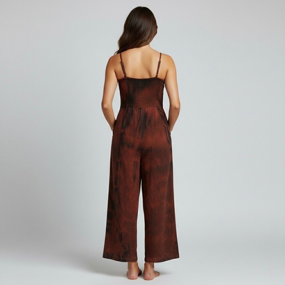 Vtg Forever 21 Custom Tie Dye Wide-Leg Linen Jumpsuit | Boho Hippie Y2K Coastal - Picture 8 of 16